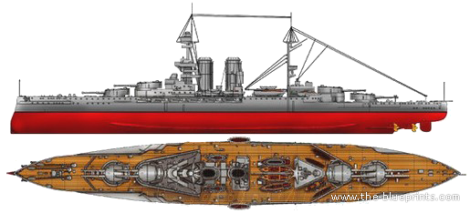 Корабль HMS Queen Elizabeth [Battleship] (1918) - чертежи, габариты, рисунки